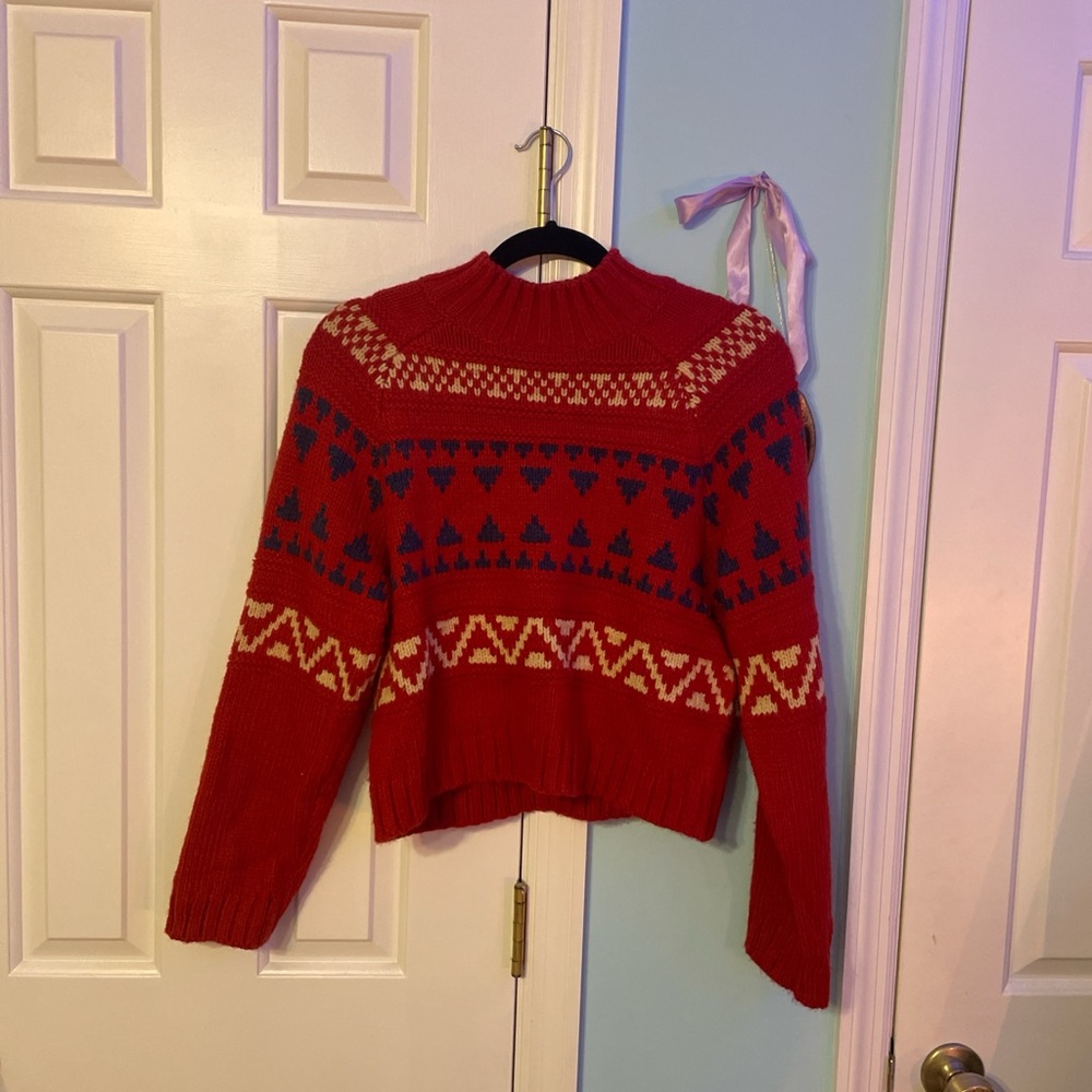 Target Red and Blue Patterned Women's Turtleneck Sweater